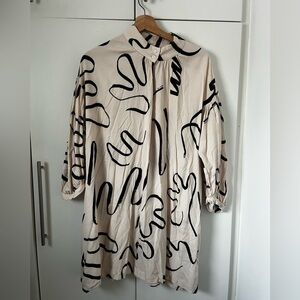 Eve Gravel Cream and Black Patterned Dress